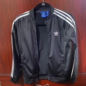 Adidas Black Bomber Jacket with White Stripes